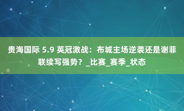贵海国际 5.9 英冠激战：布城主场逆袭还是谢菲联续写强势？_比赛_赛季_状态